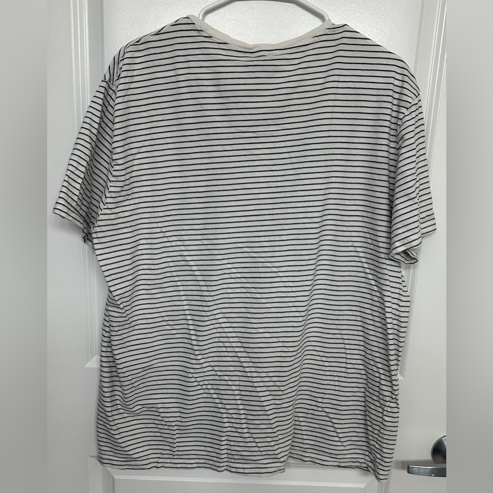 Magaschoni Man Striped Pocket Tee Shirt White Black Size L Soft Casual Top | - Picture 3 of 4
